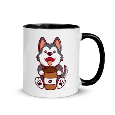 Husky Puppy Drinking Coffee Mug